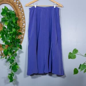 VTG Dopamine Dressing 100% Silk Periwinkle Purple Midi Skirt | True Spring